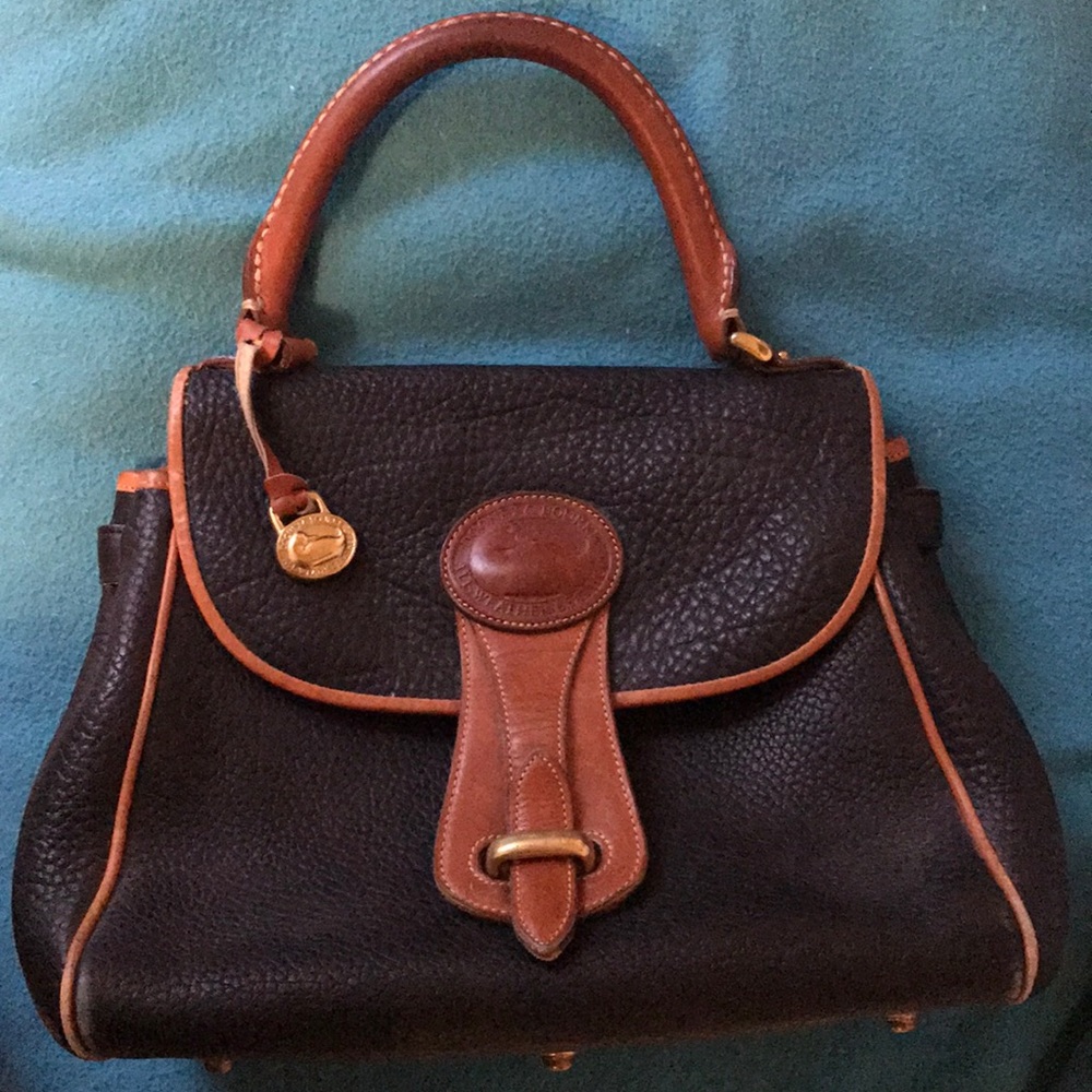 Vintage brown black leather dooney and bourke bag
